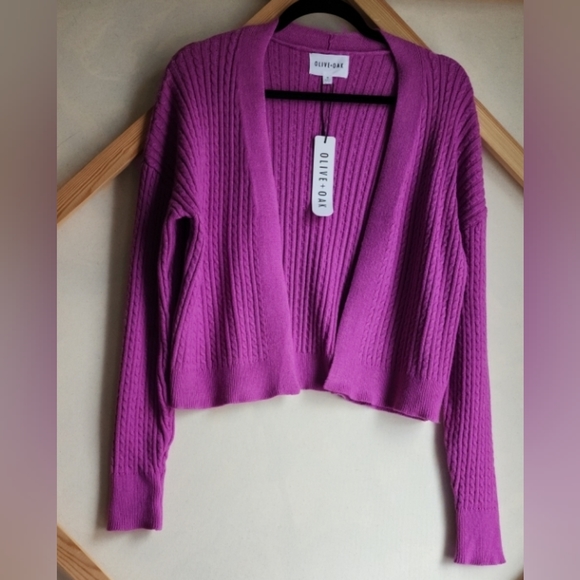 Olive & Oak Sweaters Cable Knit Cardigan Shrug Purple Size M Poshmark